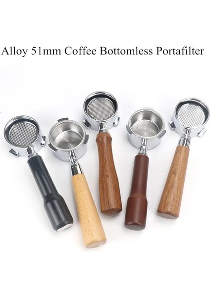 Siyah Beden M Tarzı 51MM Delonghi Kahve Dipsiz Portafilter Espresso Alaşımlı Kahve Huni Ahşap Saplı Filtre Tutucu (Yurt Dışından) fiyatları