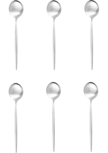 6 Adet Gümüş Tarzı 6 Adet Mat Renkli Çay Kaşığı Tatlı Dondurma Paslanmaz Çelik Kaşık Karıştırma Kahve Kaşığı Mutfak Aksesuarları Sofra Takımı (Yurt Dışından)