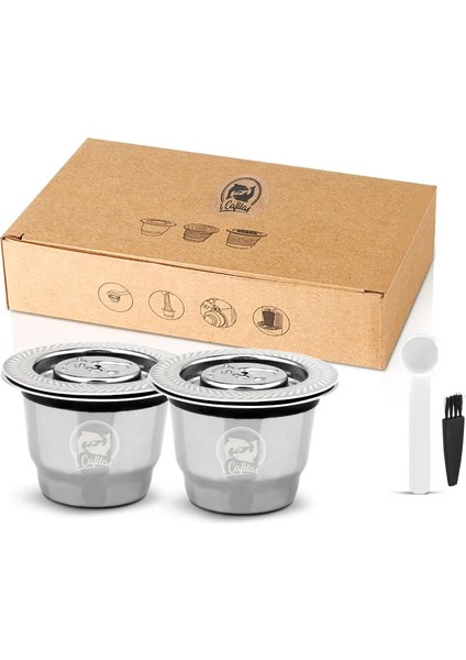 2 Kapsül Tarzı Nespresso Için Icafilascapsule Yeniden Kullanılabilir 2'si 1 Arada Kullanım Doldurulabilir Kapsül Crema Espresso Yeniden Kullanılabilir Doldurulabilir Kahve Filtresi (Yurt Dışından)