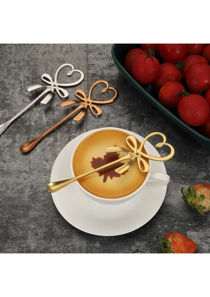 Gül Altın Tarzı Yeni Çay Kahve Karıştırma Kaşığı Mini Kalp Aşk Kaşığı Uzun Saplı Sofra Takımı Kahve Içme Araçları Mutfak Aleti Sevgililer Günü Hediyesi (Yurt Dışından)