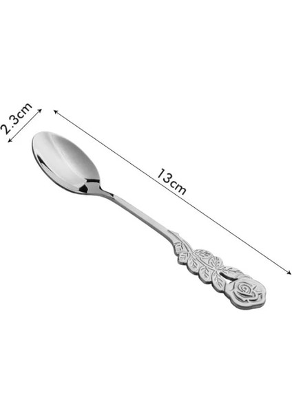 Gümüş Kaşık Stili Retro Kahve Kaşığı Yaratıcı Gül Kolu Paslanmaz Çelik Meyve Çatalı Kawaii Çay Kaşığı Tatlı Iskandinav Ev Mutfak Sofra Takımı (Yurt Dışından)
