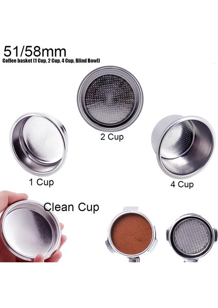 58MM 1 Fincan Stili Filtre Kahve Portafiltre Fincan mm Filtre Sepeti Kahve Kaşığı Dozaj Halkası Fırça Süt Fincan Havlu Mat Aksesuarlar (Yurt Dışından) fırsatları