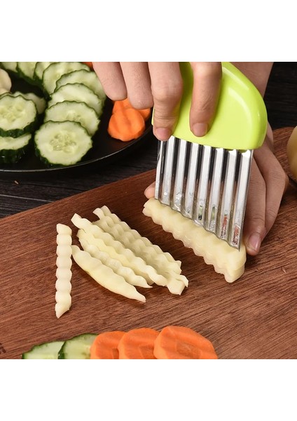 Sarı Stil Yeni Paslanmaz Çelik Havuç Sebze Oluklu Kesici Dilimleme Patates Cipsi Oluklu Mutfak Bıçağı Buruşuk Patates (Yurt Dışından) modelleri