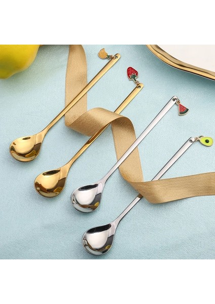 Altın-Karpuz Tarzı Yaratıcı Meyve Kolye Kahve Kaşığı Öğleden Sonra Çay Kaşığı Karıştırma Karıştırma Kaşığı Tatlı Kaşığı Masa Dekor Parti Hediye Mutfak Aracı (Yurt Dışından) fiyatları