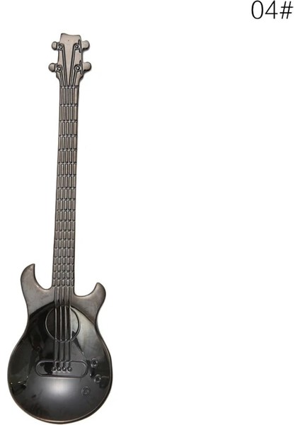 Siyah Gitar Tarzı 1 Adet Paslanmaz Çelik Karikatür Gitar Kaşığı Yaratıcı Süt Kahve Kaşığı Dondurma Şeker Çay Kaşığı Aksesuarları Içme Araçları (Yurt Dışından)