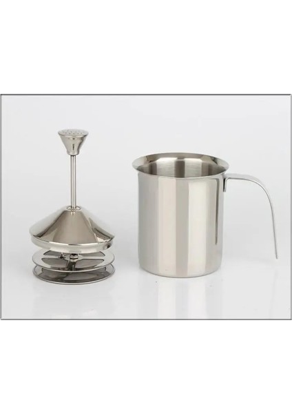 Gri Stil 400ML 400MLML Paslanmaz Çelik Çift Örgü Manuel Süt Köpürtücü Kahve Köpürtücü Kreması Köpük Çekme Çiçek Kupaları (Yurt Dışından)