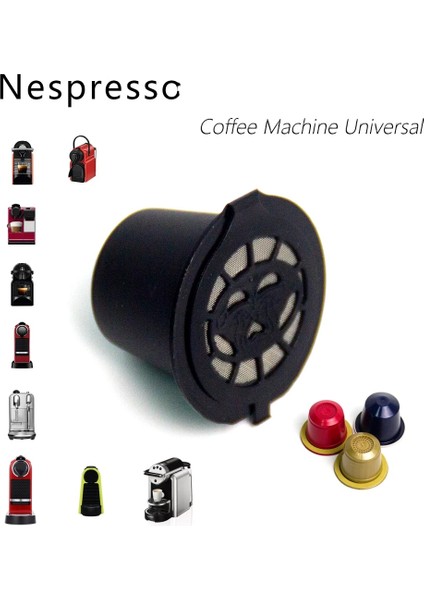 Nes-1-Kahverengi Tarzı 1 Adet Nespresso Kahve Filtre Fincan Için Fit Yeniden Kullanılabilir Kahve Kapsül Kaşık ve Fırça ile Filtreler Mutfak Aksesuarları (Yurt Dışından)