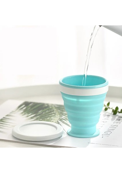 200ML Mavi Stil Mlteleskopik Taşınabilir Silikon Katlanır Bardak Gıda Sınıfı Su Bardağı Seyahat Içme Gereçleri Kupa Açık Reçine Kahve Handcup (Yurt Dışından)