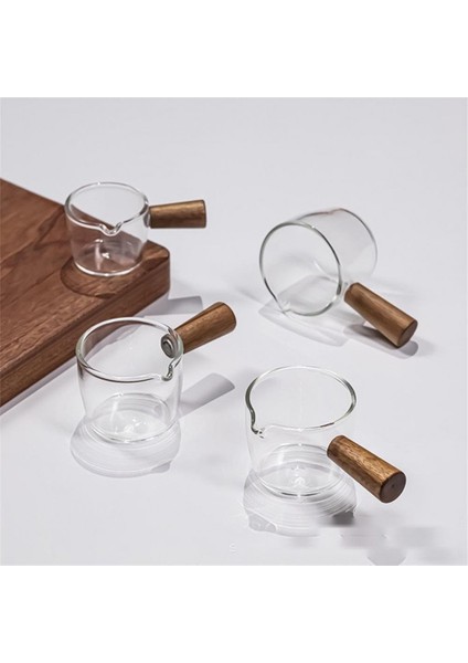 100ML Tarzı Cam Süt Bardağı Kremalı Sürahi Ahşap Saplı Isıya Dayanıklı Şurup Sos Dispenseri Espresso Ev Için Çok Fonksiyonlu Konteyner Bardak (Yurt Dışından) modelleri