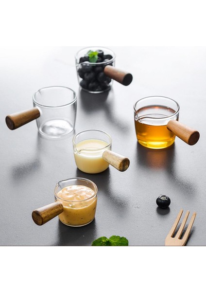 100ML Tarzı Cam Süt Bardağı Kremalı Sürahi Ahşap Saplı Isıya Dayanıklı Şurup Sos Dispenseri Espresso Ev Için Çok Fonksiyonlu Konteyner Bardak (Yurt Dışından) fırsatları
