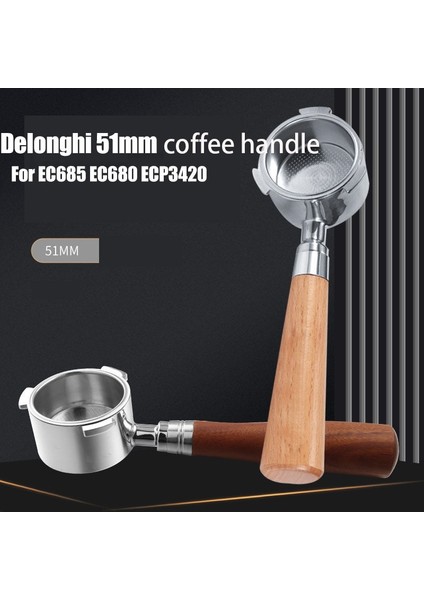 30ML Tarzı Masif Ahşap Dipsiz Kahve Yeniden Kullanılabilir Paslanmaz Çelik Filtreler Delonghi Kahve Makinesi EC680EC685 Için Portafilter (Yurt Dışından) fiyatları