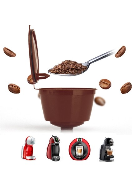 6 Adet Tarzı Yeniden Kullanılabilir Kahve Kapsül Filtre Fincan Nescafe Dolce Gusto Için Doldurulabilir Kapaklar Kaşık Fırça Filtre Sepetleri Pod Yumuşak Tat Tatlı (Yurt Dışından)