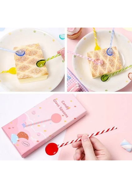 A2 Stili Yaratıcı Renkli Cam Karıştırma Çubuğu Kaşık Renkli Cam Karıştırma Çubuğu Sevimli Uzun Saplı Suyu Kahve Genişletilmiş Kaşık Sofra (Yurt Dışından) modelleri