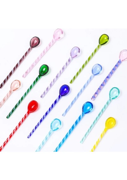 A2 Stili Yaratıcı Renkli Cam Karıştırma Çubuğu Kaşık Renkli Cam Karıştırma Çubuğu Sevimli Uzun Saplı Suyu Kahve Genişletilmiş Kaşık Sofra (Yurt Dışından) indirimleri