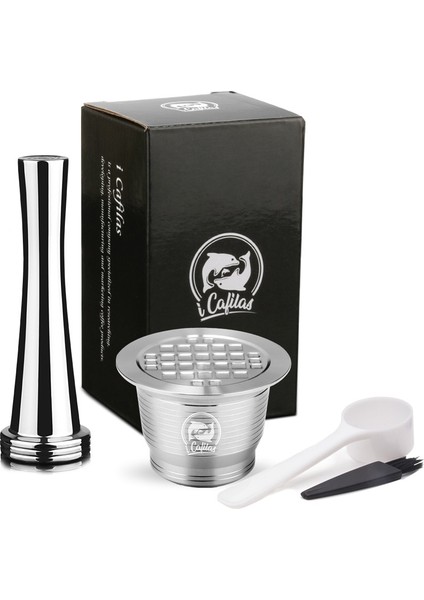 1 Kapsül 1 Kurcalama Stili Nespresso Doldurulabilir Paslanmaz Çelik Kahve Filtreleri Için Icafilas Kapsül Espresso Yeniden Kullanılabilir Kahve Fincanı Baklaları Tamper Kaşığı ile (Yurt Dışından)