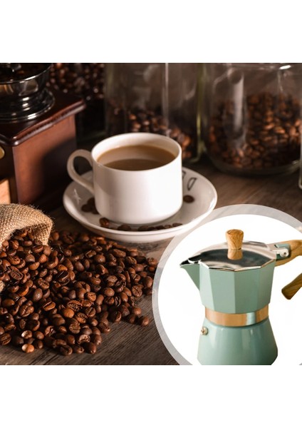 150ML Tarzı Ev Alüminyum Cezve Espresso Mocha Cezve Lake Green Cof Maker Percolator ml (Yurt Dışından)