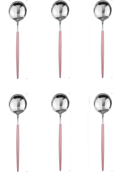 6 Adet Pembe Gümüş Tarzı 6 Adet Çay Kaşığı Cilalı Karıştırma Kahve Kaşığı Tatlı Dondurma Paslanmaz Çelik Kaşık Mutfak Aksesuarları Sofra Takımı (Yurt Dışından)