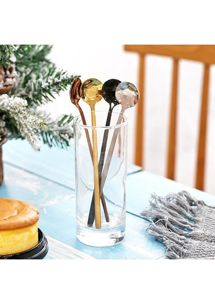 Bir Stil Paslanmaz Çelik Yuvarlak Kaşık Uzun Saplı Kahve Dondurma Tatlı Çay Kaşığı Mutfak Drinkware Sofra Aracı Aksesuarları (Yurt Dışından) modelleri