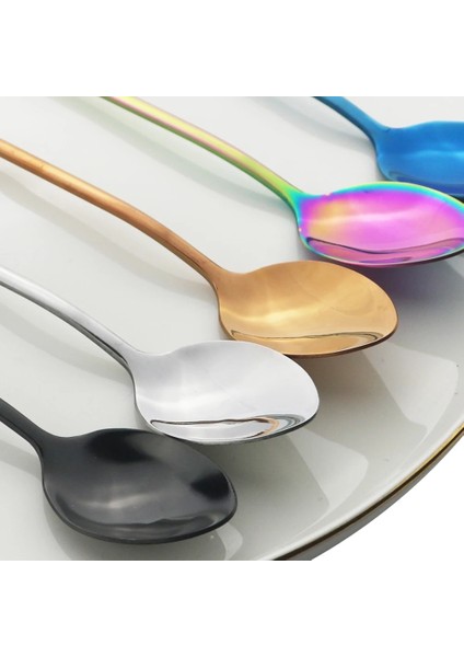 4pc Gümüş Tarzı 4 Adet Gökkuşağı Uzun Saplı Çay Kaşığı Suyu Kahve Karıştırma Çatal Seti Paslanmaz Çelik Kahve Kaşığı Mutfak Sıcak Içme Sofra Takımı (Yurt Dışından) modelleri