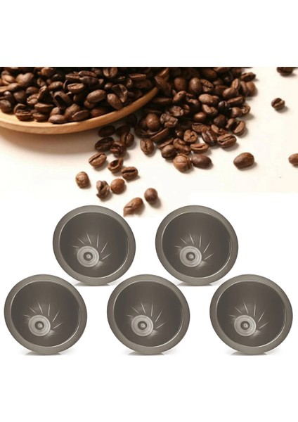 Kumral Tarzı 5 Adetset Tek Kullanımlık Doldurulabilir Kahve Filtre Fincan Kapsül Nespresso Vertuo Kahve Için Uyumlu Filtre Bardak Dolce Gusto Için Pod (Yurt Dışından)