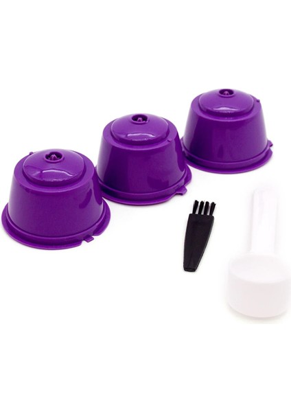 Mor Tarzı 3 Adet Kahve Kapsül Filtreleri Doldurulabilir Yeniden Kullanılabilir Kahve Kapsül Bardakları Kaşık Fırça ile Nespresso Dolce Gusto Için Cof Ware (Yurt Dışından)