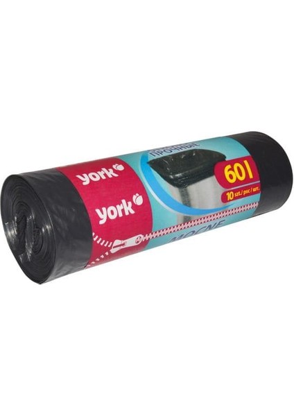 York Ekstra Güçlü Çöp Torbası 60L 10 Adet 090520