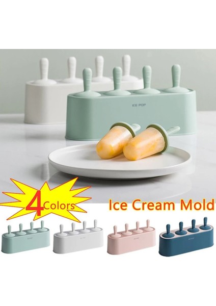 Yeşil Stil Dondurma Kalıbı Buzlu Şeker Dıy Aracı 4 Delikli Ev Yapımı Buz Pop Yapma Kutusu Dondurma Araçları Buz Kutusu Silikon Buzlu Şeker Kutusu Mutfak Aracı (Yurt Dışından) fiyatları