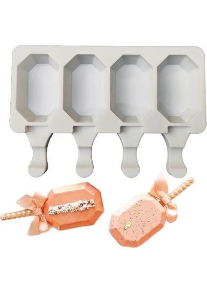 SH01101301 Set Stili Meibum 4 Çeşit Silikon Dondurma Kalıpları Dıy 4 Kavite Popsicle Kalıpları ve 50 Çubuk Yaz Dondurucu Suyu Tatlı Araçları Küp Tepsisi (Yurt Dışından) indirimleri
