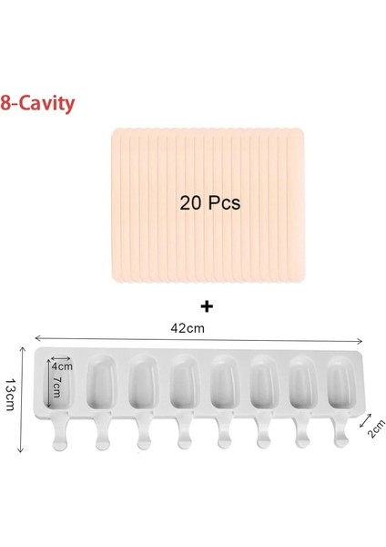 8-Boşluk Stili Dondurma Kalıbı Ev Yapımı Tatlı Kalıpları Dıy Büyük Boy Popsicle Kalıpları Çubuklarla Tepsi Gıda Sınıfı Silikon Kavite Pişirme Araçları (Yurt Dışından)