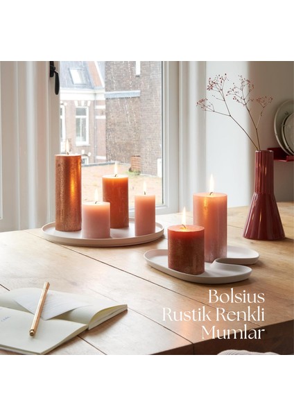 Rustik Blok Sütun Mum - Silindir Şeklinde - İnci Beyazı Renkli - 35 Saat Uzun Yan ma Süresi - Ev Dekorasyonu - Kokusuz - Doğal Vegan Özler - 6,6 cm - 8 cm fiyatları