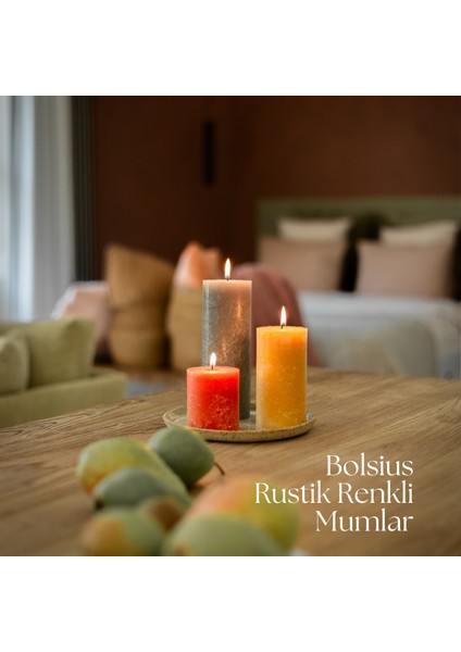 Rustik Blok Sütun Mum - Silindir Şeklinde - İnci Beyazı Renkli - 35 Saat Uzun Yan ma Süresi - Ev Dekorasyonu - Kokusuz - Doğal Vegan Özler - 6,6 cm - 8 cm modelleri