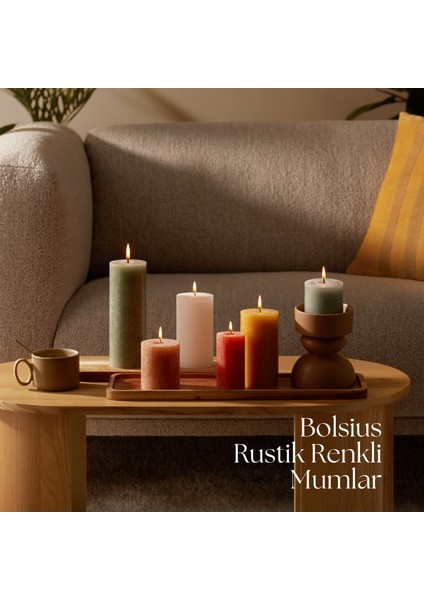 Rustik Blok Sütun Mum - Silindir Şeklinde - İnci Beyazı Renkli - 35 Saat Uzun Yan ma Süresi - Ev Dekorasyonu - Kokusuz - Doğal Vegan Özler - 6,6 cm - 8 cm fırsatları