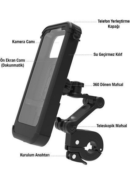 Teleskopic Su Gecirmez Dokunmatik Ekranlı Gidon Için Motosiklet Telefon Tutucu Bisiklet Tutucu