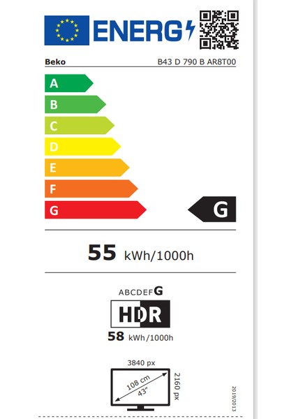 Crystal 7 B43 D 790B 43" 109 Ekran Uydu Alıcılı 4K Ultra HD Smart LED TV