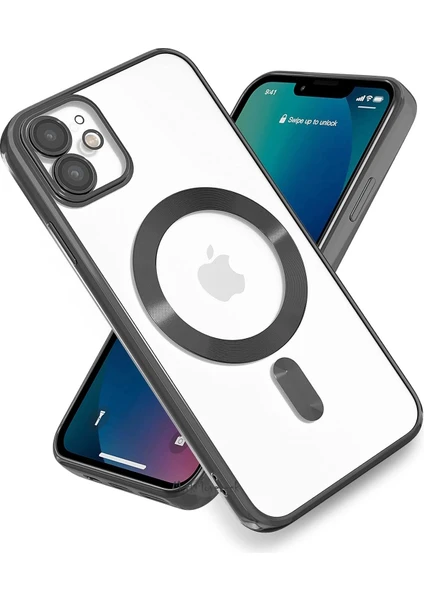 MTK Moveteck Apple Iphone 11 Kılıf Kamera Lens Tam Korumalı Magsafe Wirelles Şarj Destekli Parlak Metalik Renkli Kenar Arkası Şeffaf Mercek Korumalı