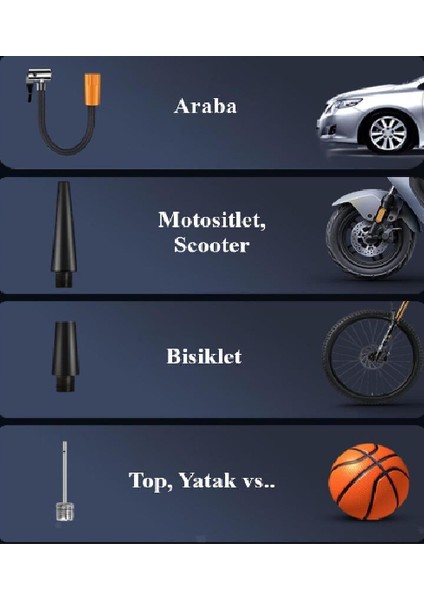 150PSI Taşınabilir Hava Kompresörü Pompası Powerbank Fener Oto Motosiklet Araba Bisiklet Top Lastik Şişirme fırsatları