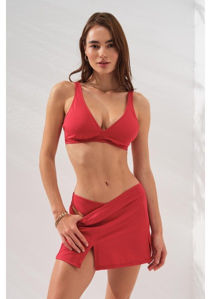 Pearl Etekli Fra Bikini Takım Üçlü Set Kırmızı 231228 modelleri