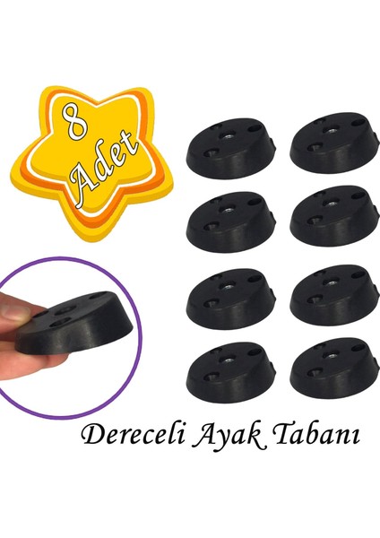 8 Adet Dereceli Ayak Tabanı Siyah Mobilya Masa Sehpa Ayağı Bağlantı Aparatı Açılı Plastik