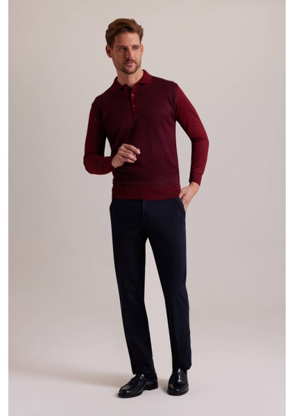 Erkek Bordo Polo Yaka Desenli Triko fiyatları