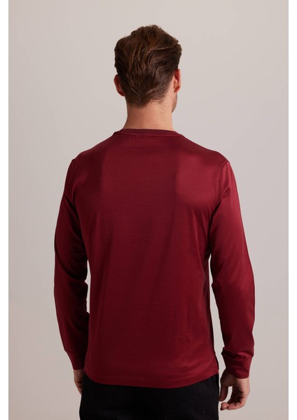 Erkek Bordo Bisiklet Yaka Pamuklu Sweatshirt indirimleri