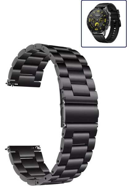 Huawei Watch Gt4 46MM Uyumlu Kordon Klasik Baklava Model Paslanmaz Çelik Metal Kayış