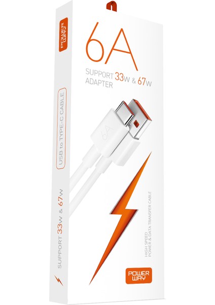 M6 33W-67W 6 Amper Type To USB Şarj ve Data Kablosu