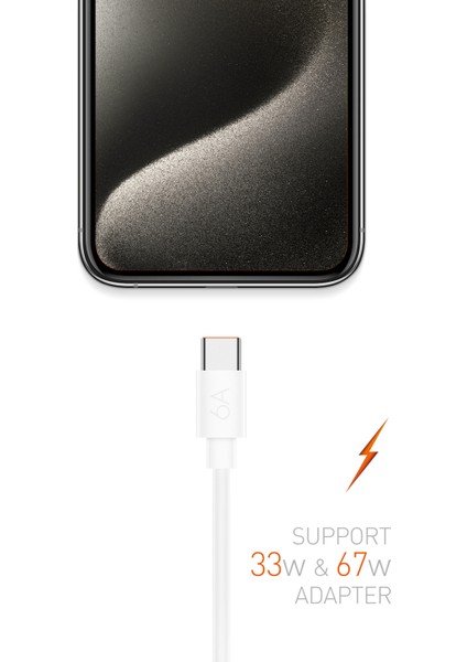 M6 33W-67W 6 Amper Type To USB Şarj ve Data Kablosu