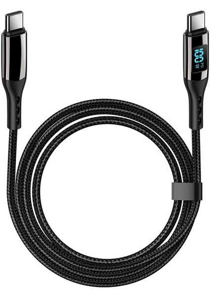 100W 5A Type-C To Type-C Hızlı Data Şarj Kablosu Dijital Ekran 120CM