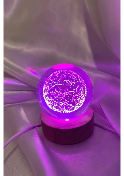 3D LED Işık Cam Küre Çok Işıklı Ahşap Yeni Dünya