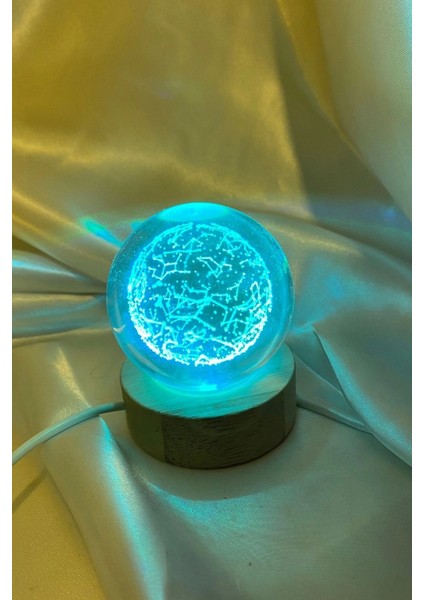3D LED Işık Cam Küre Çok Işıklı Ahşap Yeni Dünya