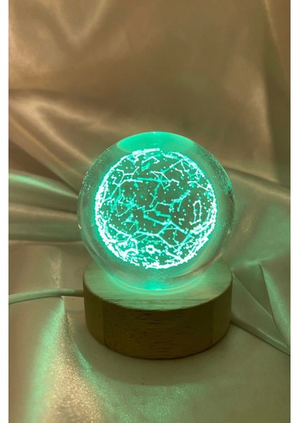 3D LED Işık Cam Küre Çok Işıklı Ahşap Yeni Dünya