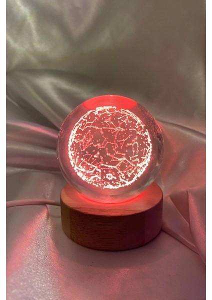 3D LED Işık Cam Küre Çok Işıklı Ahşap Yeni Dünya