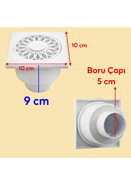 Yer Süzgeci Banyo Izgara Lavabo Pis Su Gideri Kapak Kapağı Alttan Giderli Yer Sifonu