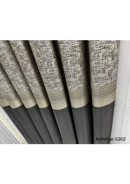 Nivemeshome Kehribar FT614162 Antrasit V-5302 Pano Fon Perde 1/3 Sık Pileli Perde Apm modelleri
